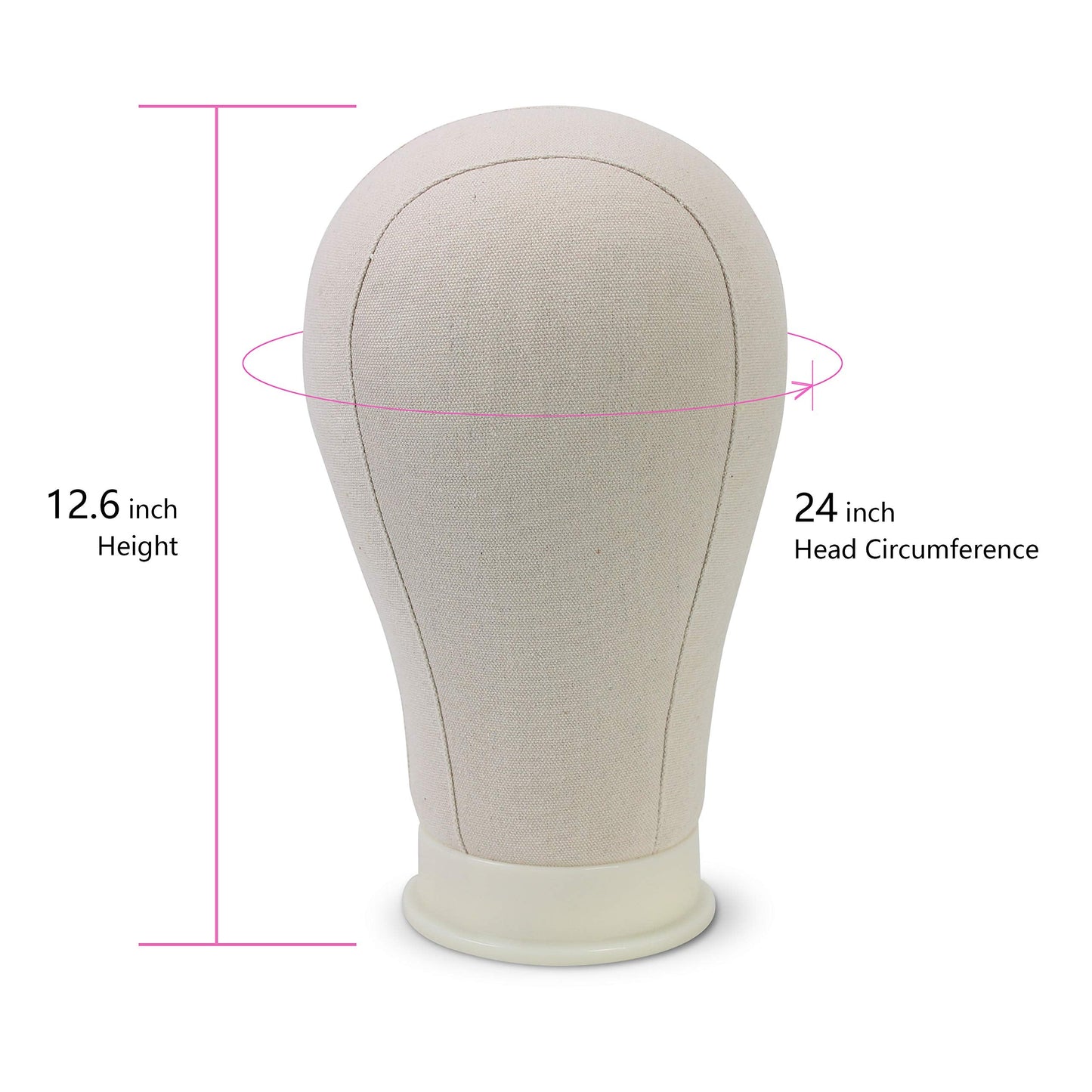 EERYA Canvas Block Head 24 Inch Wig Head Set for Wig Making Display Styling Poly Canvas Block Head with Stand Mannequin Head with Mount Hole Manikin Head Wig Head Stand (24inch)