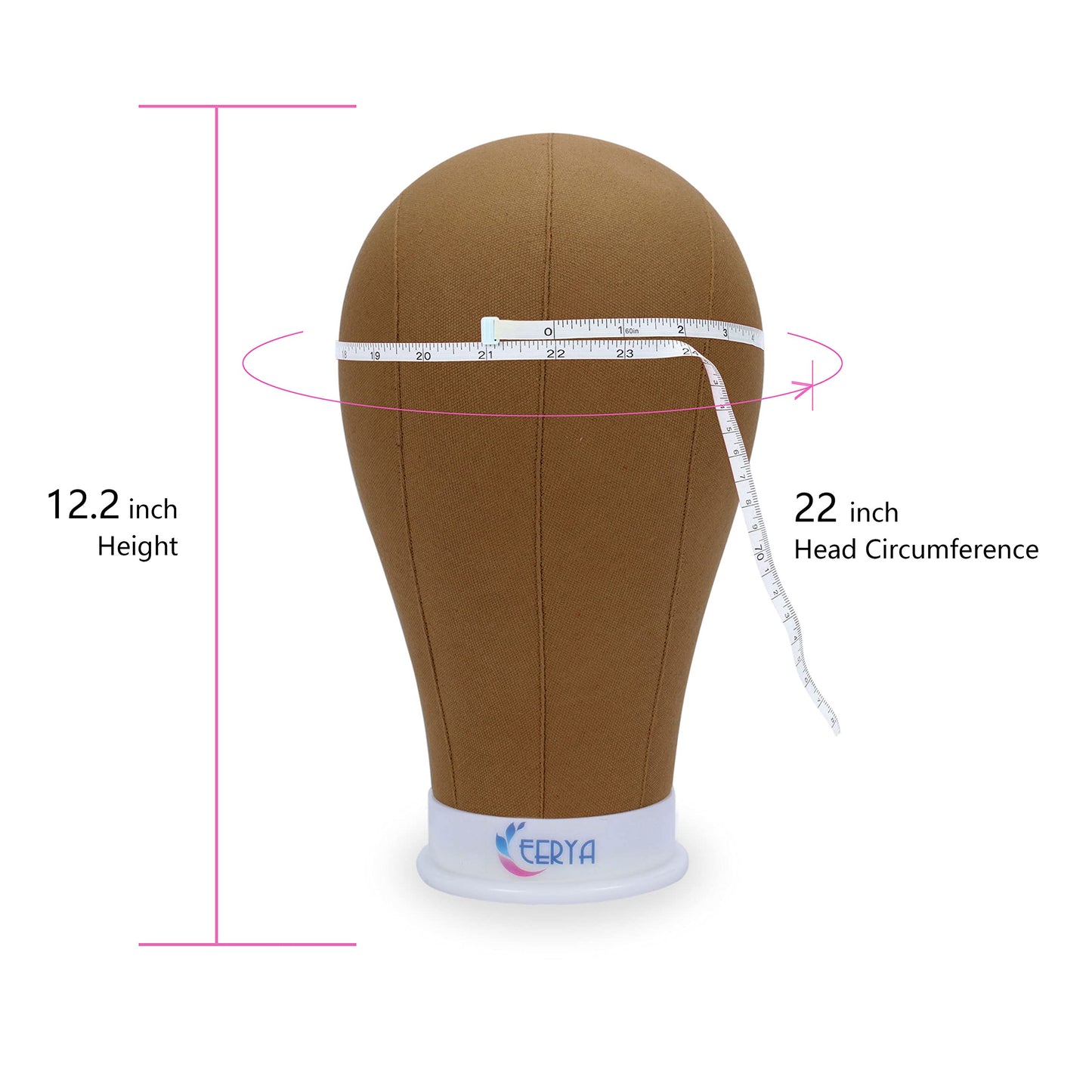 EERYA Wig Head Canvas Block Head 22 Inch Wig Head Stand for Making Wig Display Styling Brown Poly Canvas Block Wig Head with Stand Mannequin Head with Mount Hole Manikin Head Wig Stand(22 Inch,Brown)