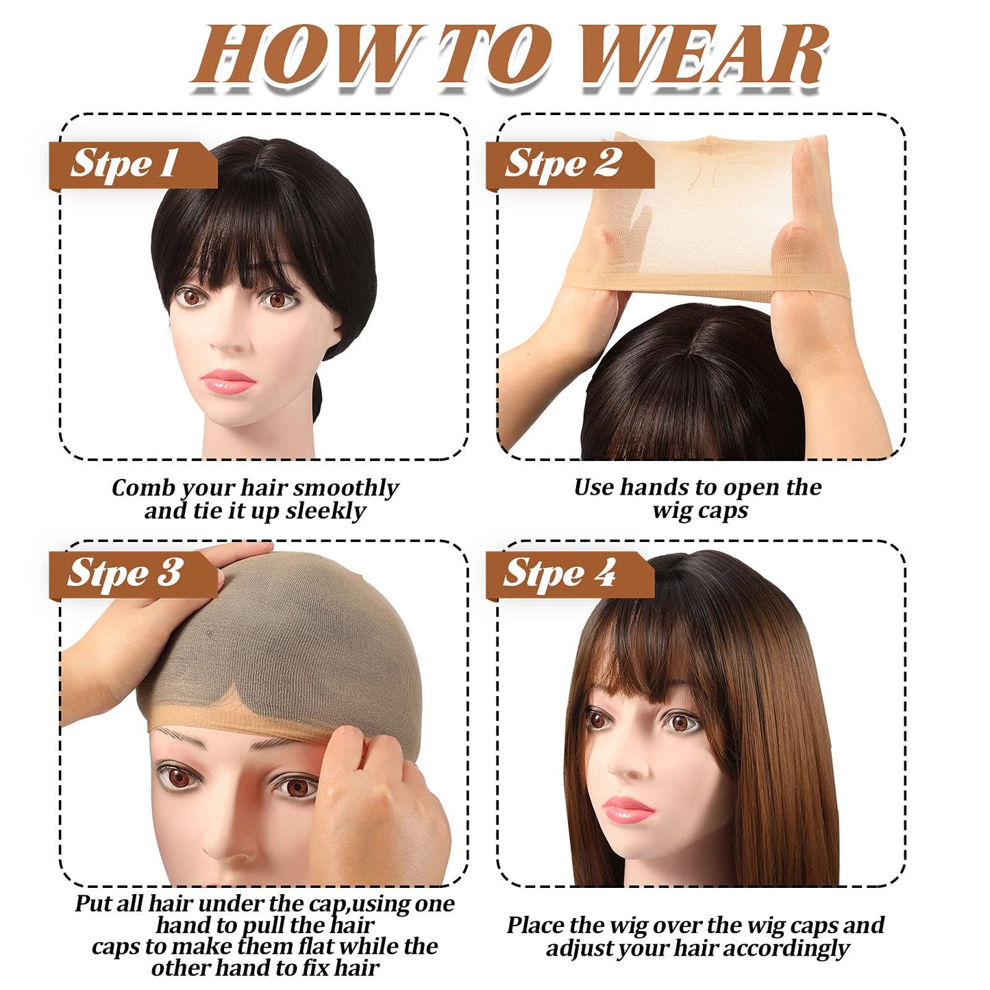 100 Pieces Wig Cap Elastic Medium Nylon Stocking Caps Stretchy Stocking Wig Caps Secure Your Hair, Lightweight, Breathable (Beige)