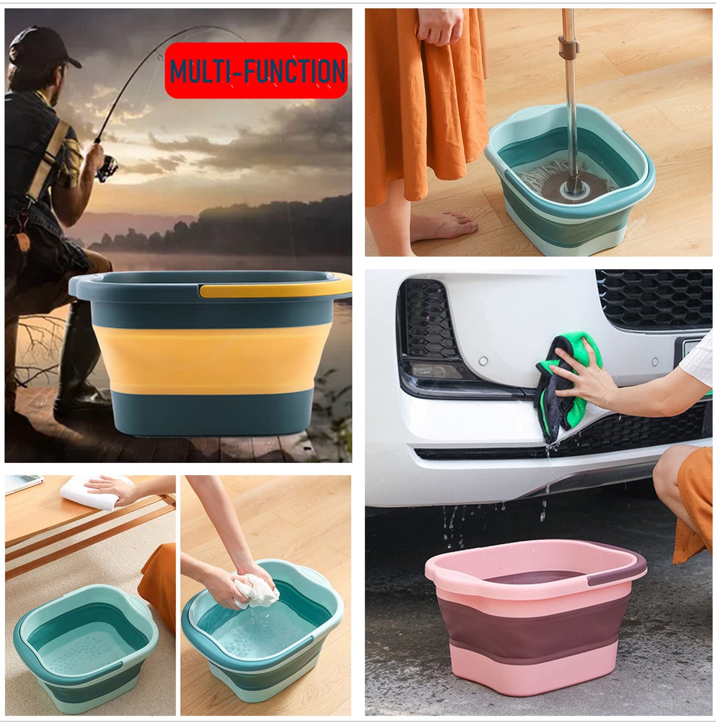 DoroSun Collapsible Foot Tub Feet Soaking Spa Bath with Massager Acupoints for Circulation, Plastic Inflatable Feet Soak Basin Foldable Foot Soaker Bucket Footbath Bowl Tools for Men Adults, Black
