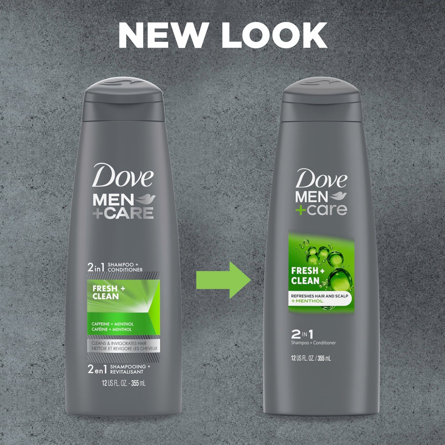 DOVE MEN + CARE Fortifying 2-in-1 Shampoo and Conditioner Fresh and Clean with Caffeine 4 Count For Everyday Care Helps Strengthen and Nourish Hair 12 oz