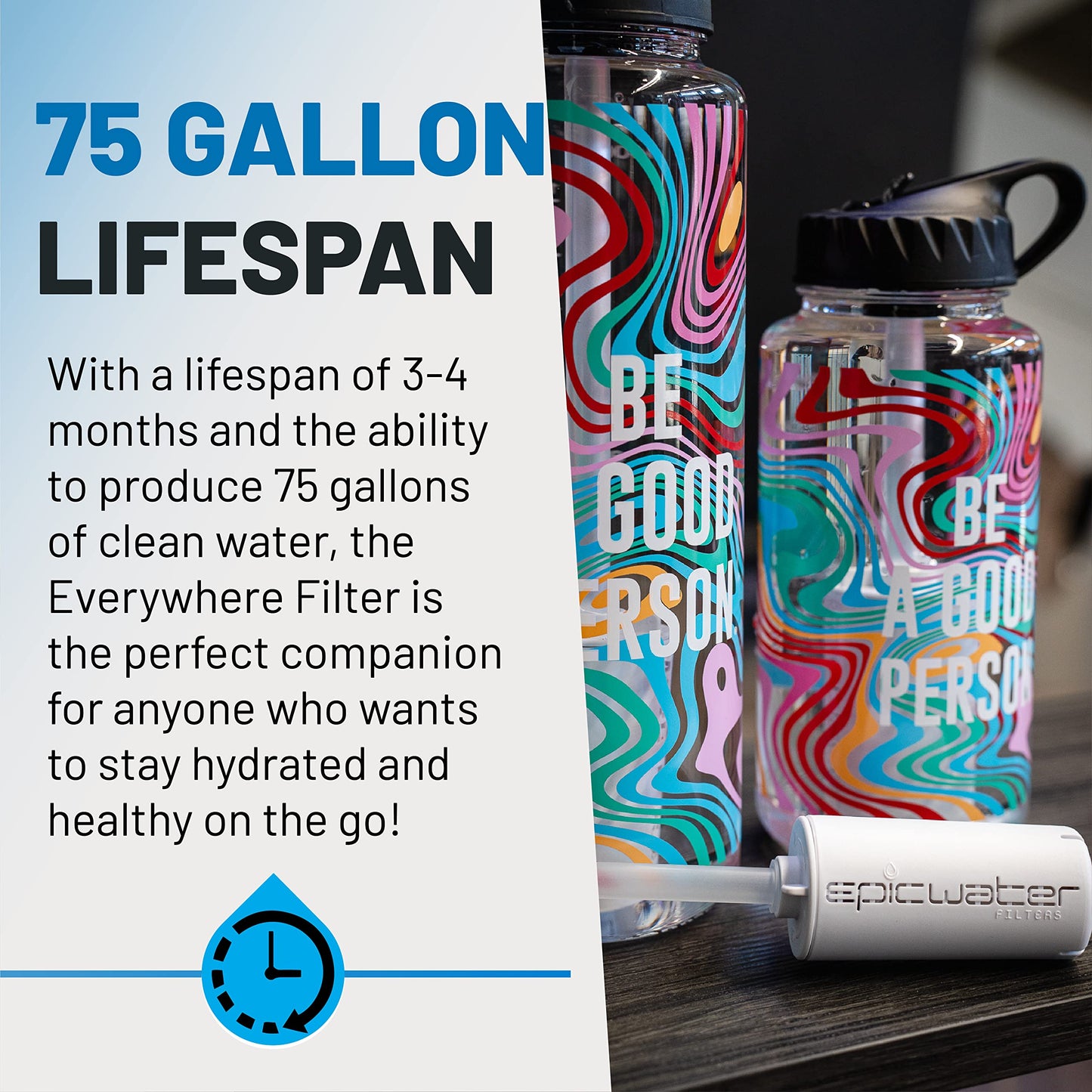 Epic Water Filters Nalgene OG Water Bottle with Filter, USA Made, BPA Free, Removes 99.99% Tap Water Contaminants, Forever Chemicals