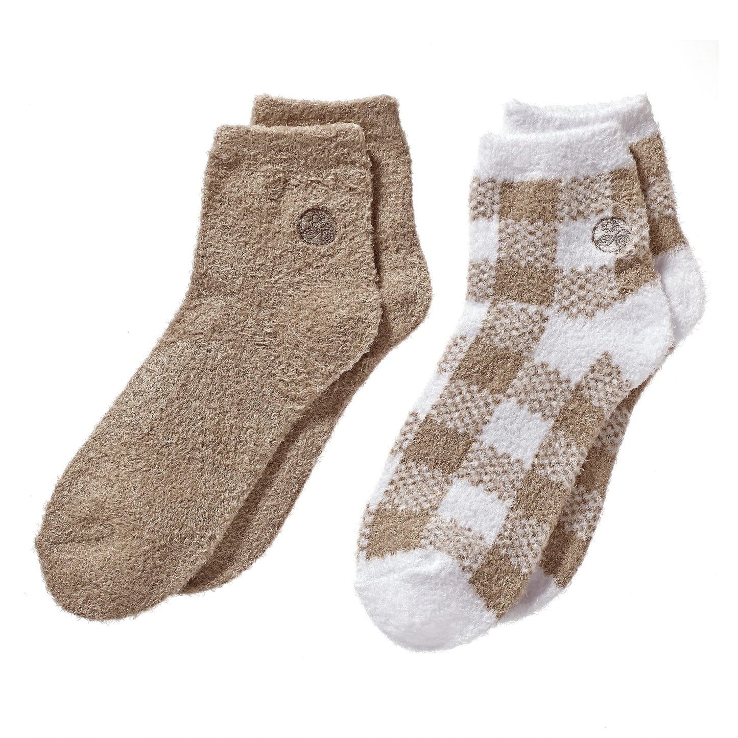 Earth Therapeutics Aloe Vera Socks – Infused with Natural Aloe Vera & Vitamin E – Helps Dry Feet, Cracked Heels, Calluses, Dead Skin – Use with Your Favorite Lotions – Tan Plaid (2 Pairs)