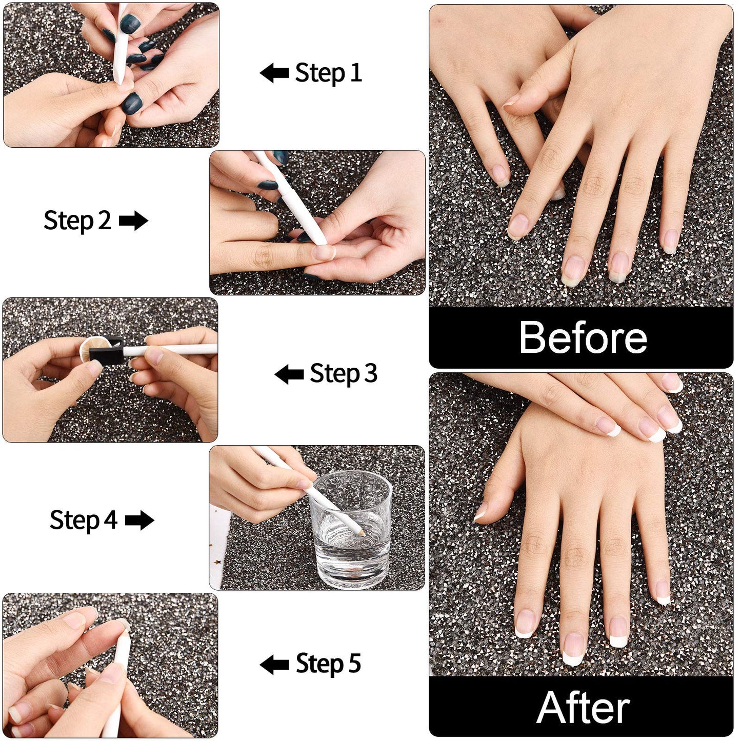 2 Pieces White Nail Pencil and Pencil Sharpener Set, 2 In1 Nail Whitening Under French Fingernail with Cuticle Pusher and Handheld Sharpener for DIY Art Manicure Supplies