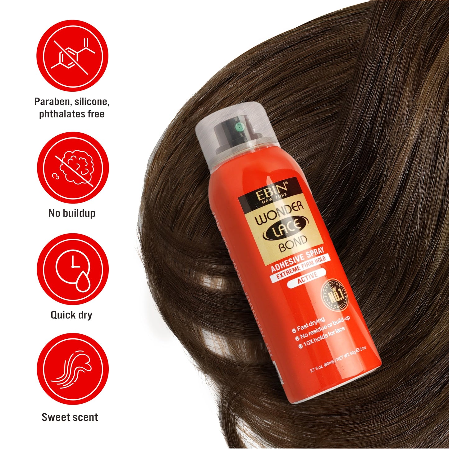 EBIN NEW YORK Wonder Lace Bond Adhesive Spray (Extreme Firm Hold, 6.34oz / 180ml)