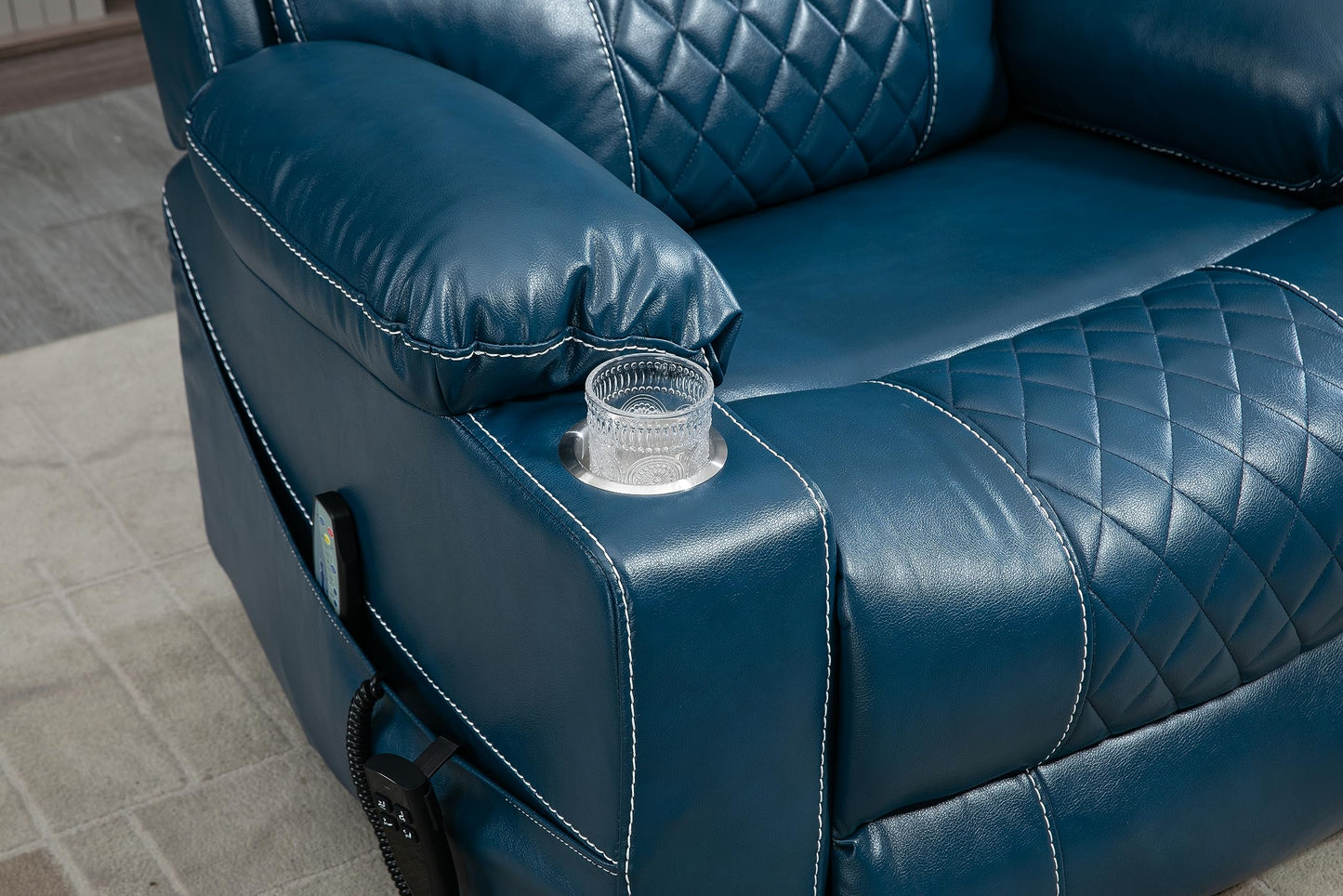 ERYE Oversized Electric Power Lift Recliner Chair for Elderly W/Massage and Heat, Infinite Positions 2 Remote Controllers Faux Leather Upholstered Recliner&Armchair W/Side Pockets & Cupholders