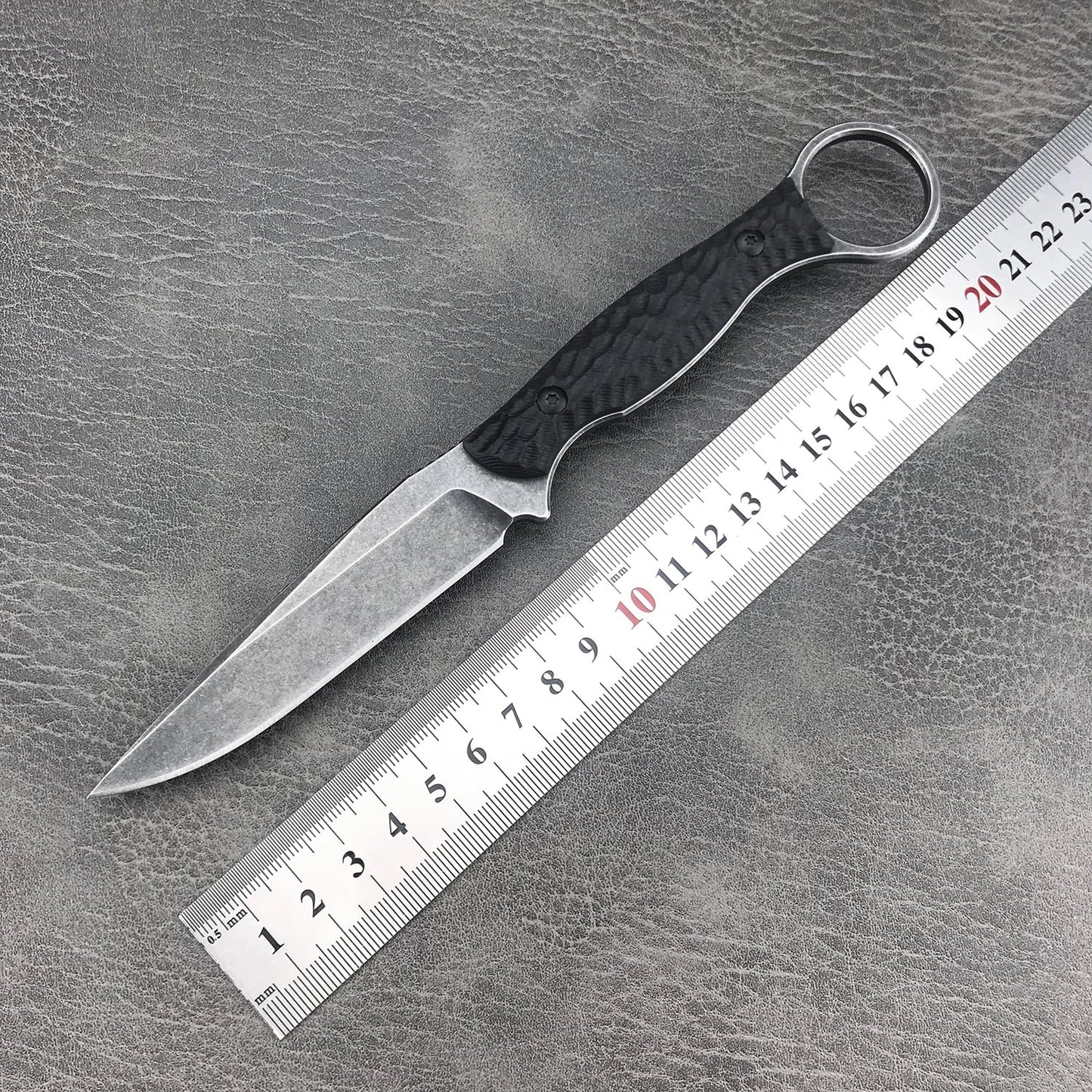 EDC Fixed Blade Knife with Kydex Sheath, Full Tang Survival Knife,8Cr13Mov Blade Black G10 Handle with Finger Loop,Tactical Knife Gifts for Men (black1)