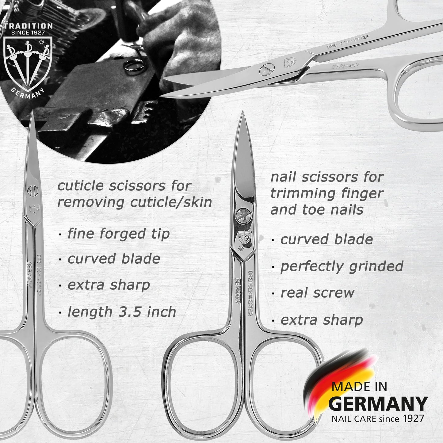 3 Swords Germany - brand quality 12 piece manicure pedicure grooming kit set for professional finger & toe nail care with cognac synthetic leather case - Made in Germany