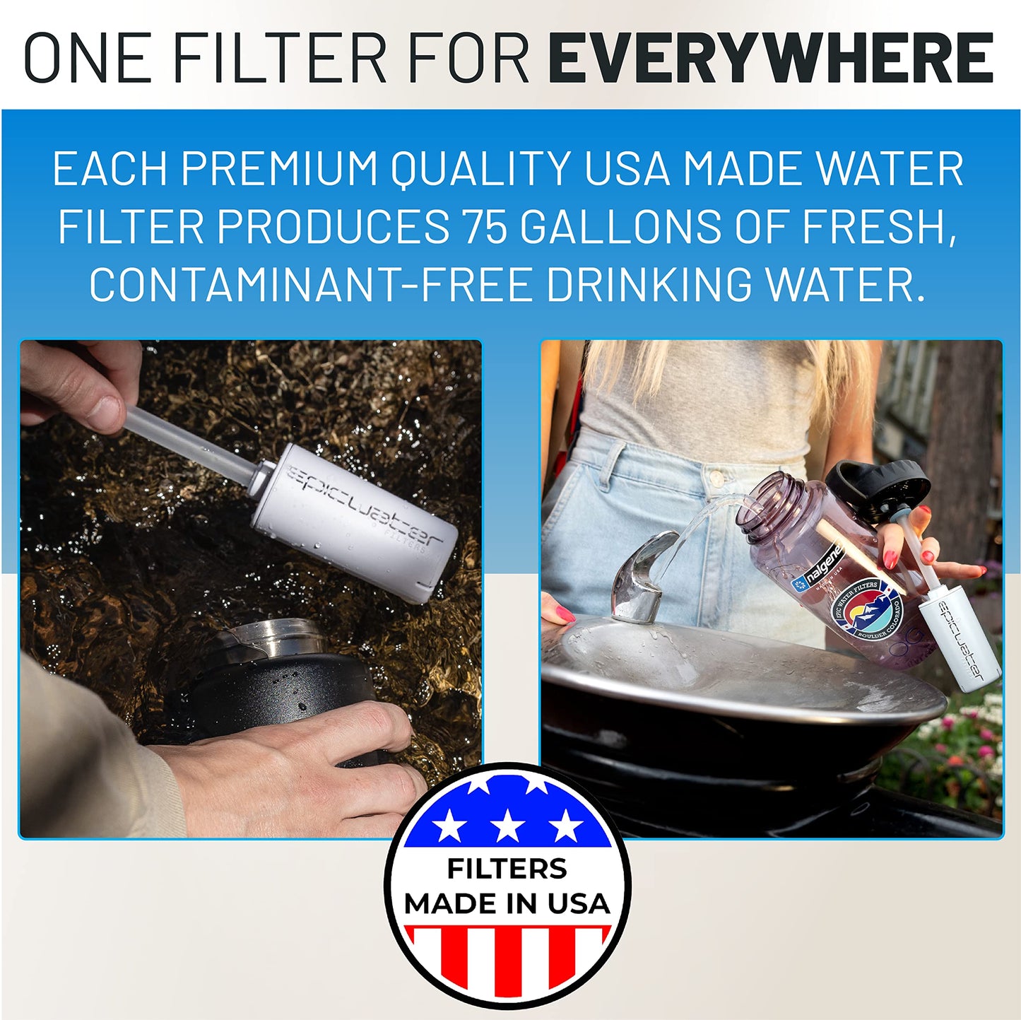 Epic Water Filters Nalgene OG Water Bottle with Filter, USA Made, BPA Free, Removes 99.99% Tap Water Contaminants, Forever Chemicals