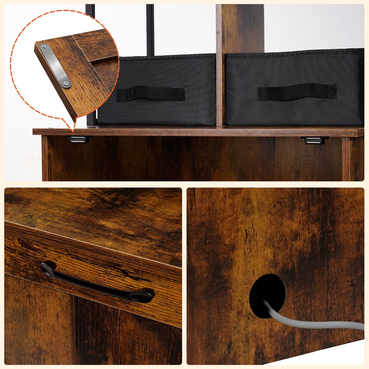 Dwanton Litter Box Enclosure with 3 Storage Shelves and 2 Drawers, 2-in-1 Hidden Cat Litter Box Enclosure Furniture with Shelf, Reversible Entrance, Washable Drawers, 61.8-Inch, Rustic Brown