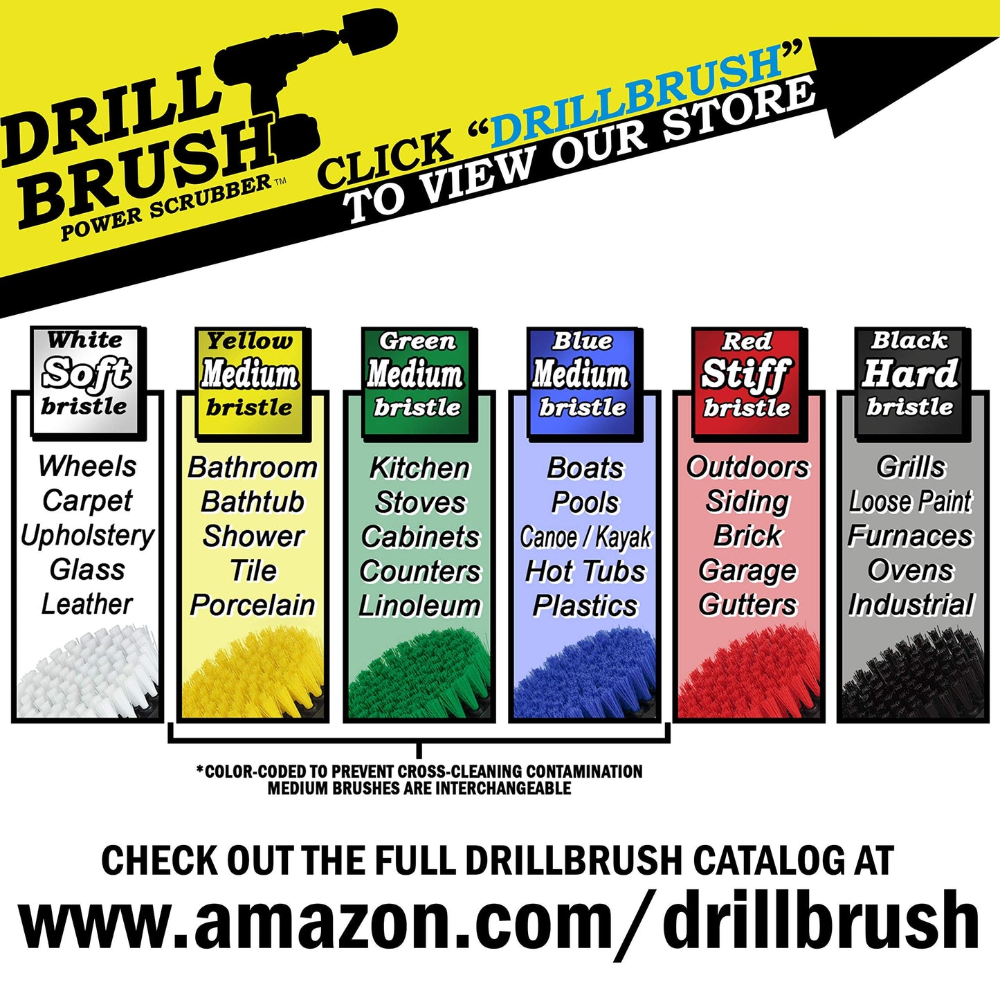 Drill Brush - Scrub Brush - Drill Brush Attachment - Cleaning Brush for Drill - Drill Brush Power Scrubber - Drill Brush Set - Boat Accessories - Hull Cleaner - Boat - Kayak - Canoe - Carpet Cleaner