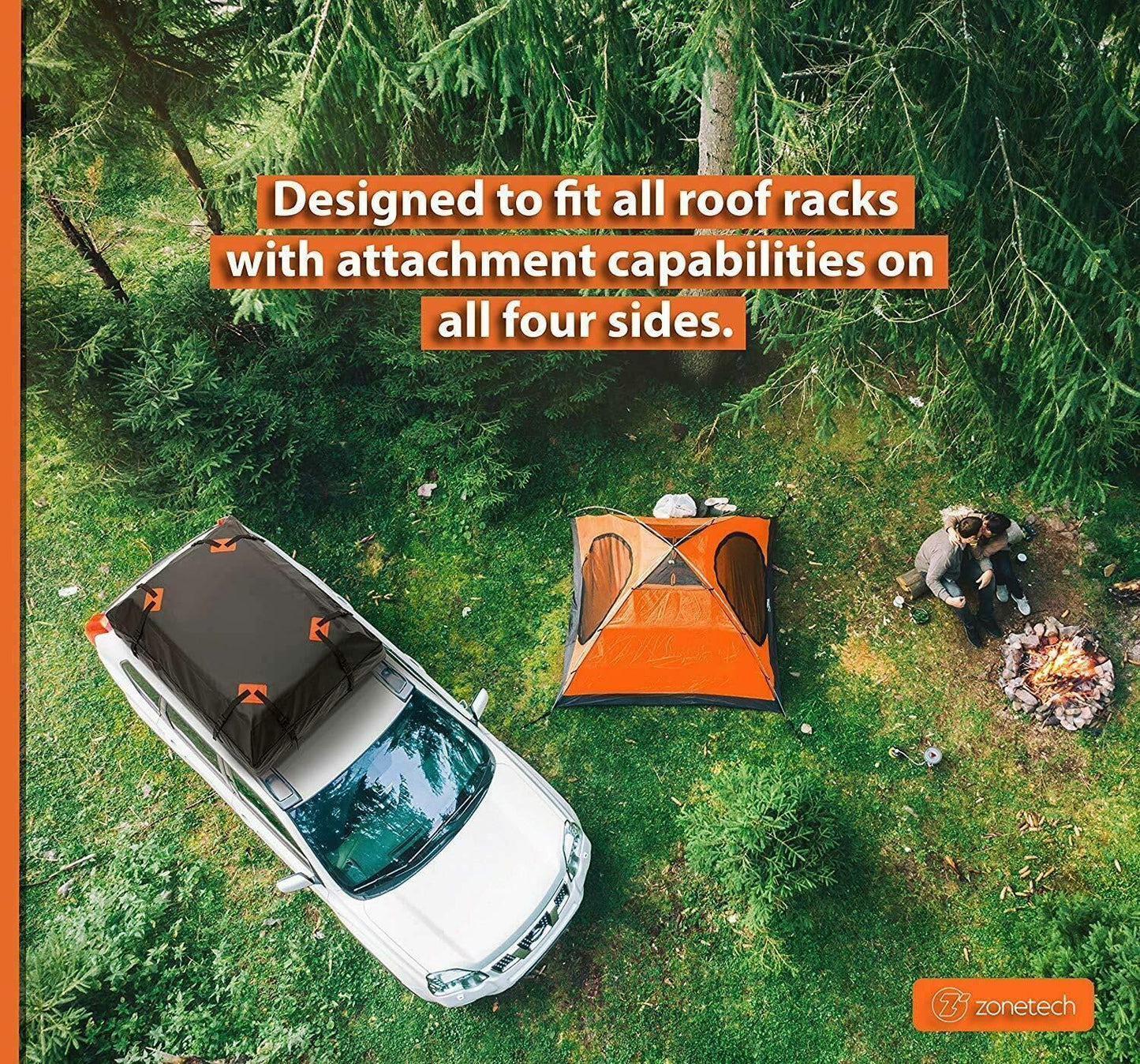 Durable Roof Top Waterproof Cargo Bag - Zone Tech Classic Black 15 Cubic Feet Premium Quality Universal Waterproof Fold-able Leak Proof Traveling Roof Top Car Bag