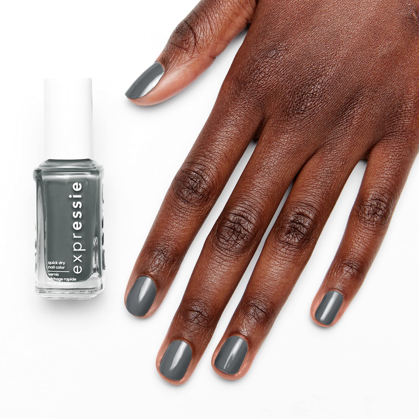 essie Expressie Nail Polish, Quick-Dry Muted Gray Nail Polish, Vegan, Cut To The Chase, 0.33 fl oz