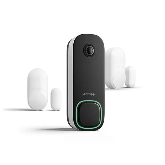 ecobee Smart Video Doorbell Camera (Wired) + 2 Smart Sensors for Doors & Windows