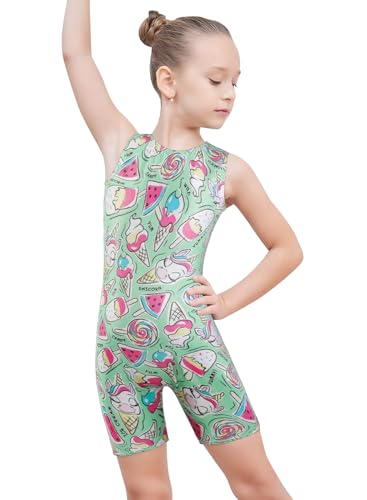 EQSJIU Dance Leotards For Toddler Girls Green Ice Cream Girls Gymnastics Unitard 5-6 Years