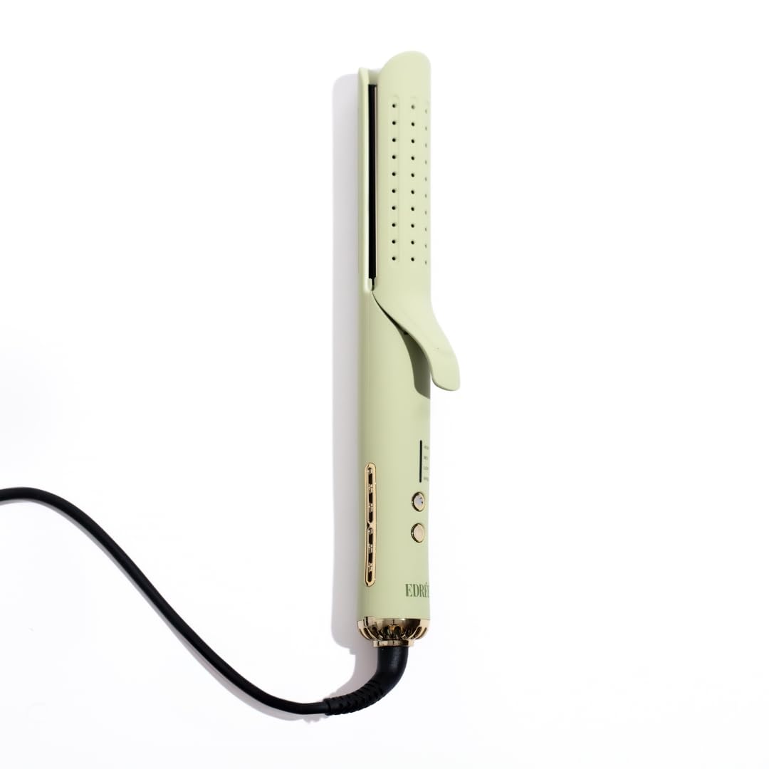 Edrée The Loulou 2-in-1 Airflow Hair Straightener & Curler | 1" Titanium Plates | 330°F to 450°F Heat Control with Cool Shot | 360 Swivel | Dual Voltage (Sage)