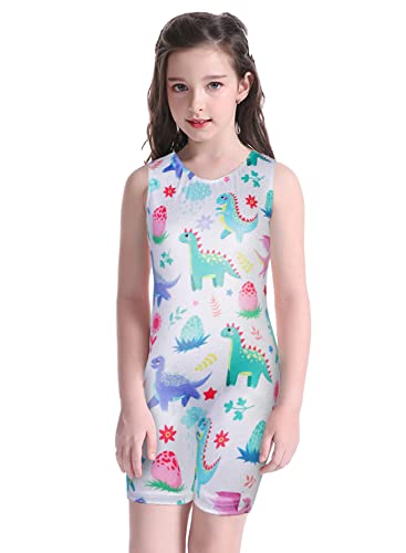 EQSJIU Girls ,Little kid Gymnastics Outfit White Dinosaur Strawberry Rain Cloud Shiny Sparkle Gymnastics Leotards For Girls 5/6 Years Primary Gym Class