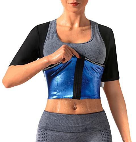 DYUAI Sauna Shirt for Women Sauna Suit for Women Waist Trainer Sauna Sweat Vest Workout Body Shaper Long Sleeve(6003-01-S)
