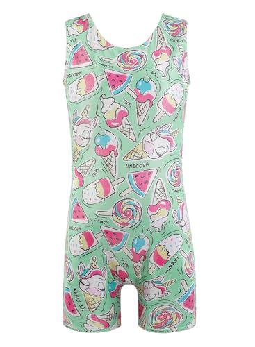 EQSJIU Dance Leotards For Toddler Girls Green Ice Cream Girls Gymnastics Unitard 5-6 Years
