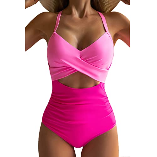 Eomenie Women's One Piece Swimsuits Tummy Control Cutout High Waisted Bathing Suit Wrap Tie Back 1 Piece Swimsuit Balck and White
