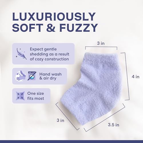 Dr. Frederick's Original Moisturizing Fuzzy Socks - 2 Pairs - Cozy Gel-Lined Sleep Socks for Women & Men - Soothing Dry, Cracked Feet - Crack Heel Repair - Heal Dry Heels - Lilac Leisure