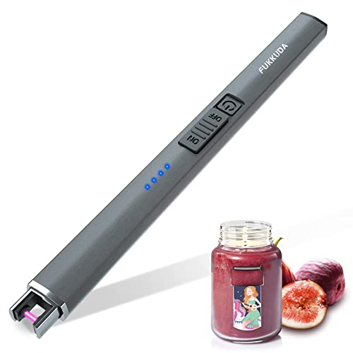 Electric Candle Lighter Plasma Arc Lighters Windproof & Flameless with USB Rechargeable Battery Double Safety Switch (Space Grey)