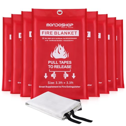 Emergency Fire Blanket for Camping Grill - Mondoshop Fire Retardant Blanket for Home Kitchen - Fireproof Blanket for Picnic, Grill, Car, Office, Warehouse, School, Fireplace
