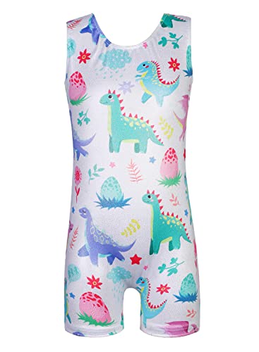 EQSJIU Girls ,Little kid Gymnastics Outfit White Dinosaur Strawberry Rain Cloud Shiny Sparkle Gymnastics Leotards For Girls 5/6 Years Primary Gym Class