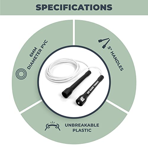 Elite Jumps | 6mm PVC Jump Ropes for Fitness | Indoor/Outdoor Adjustable Boxing Jump Rope w/Unbreakable Handles & Ultra-Durable Non-Kinking PVC | Skipping Rope for Men & Women & Boxer Rope Jump Rope