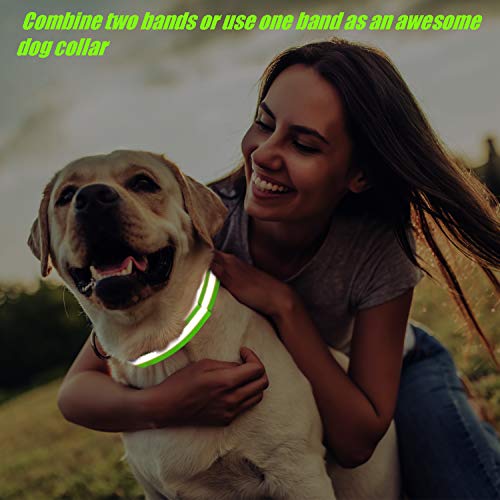 16 Pieces Reflective Bands Reflector Bands for Wrist, Arm, Ankle, Leg, High Visibility Reflective Gear Safety Reflector Tape Straps for Night Walking, Cycling and Running (Green)