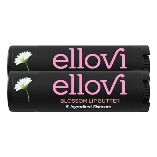 Ellovi Natural Lip Butter Lip Balm - Blossom - Pure Enough to Eat - Made With Just 6 Vegan Ingredients - 100% Natural & Organic Moisturizing Lip Care for All Day Hydration (2-Pack)