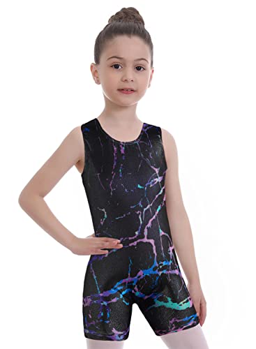 EQSJIU Biketards For Girls Gymnastics Black Lighting Cool Shorts Leotards For Girls Gymnastics 5-6 Years Primary Gymnastics Class