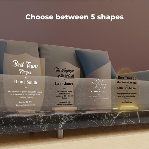 EGD Personalized Acrylic Trophy Award for Activities I Custom Trophy Plaque I Customizable Awards and Trophies I Customize Your Employee Appreciation Gifts (Wide 8" x 10" Height) (Award No Logo)