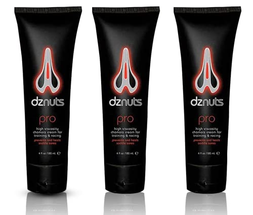 dznuts Men's Pro Chamois Cream, Anti -Chafing Cream for Saddle Sores, Chafing, Rubbing, Inner Thighs Friction for Cyclists, Runners, Triathletes - 3 Pack (4 Fl Oz Each)