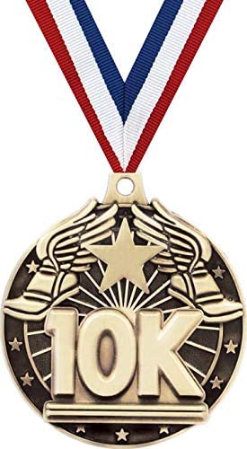 10K Medals, 2" Gold 10K Race Medal Award with Free Custom Engraving 20 Pack