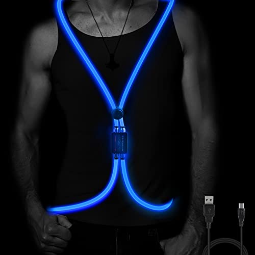 esonstyle LED Reflective Vest Rechargeable Running Light for Runners High Visibility Safety Vest for Running,Cycling or Walking (Blue 1)