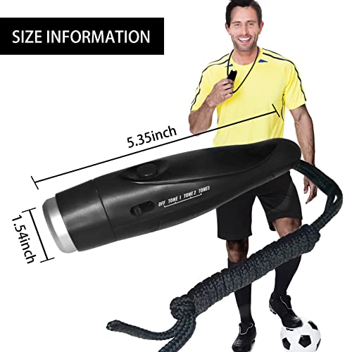EFOBO Electronic Whistle for Coaches, Handheld Lound Electric Whistle with Lanyard and Three Tone for Volleyball, Soccer Referee, P.E. Teacher, Police,Outdoor Camping, Self Defense Emergency (Black)