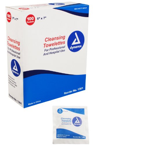 Dynarex 1301 Cleansing Towelettes, Colorless
