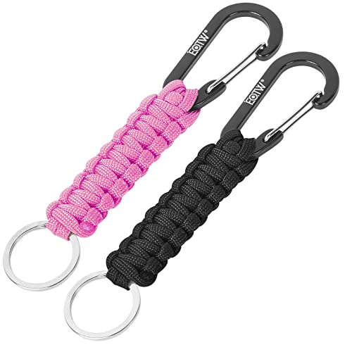 EOTW Carabiner Keychain, Small Carabiner Clip with Paracord Keychain Mini Aluminum D Ring Key Organizer