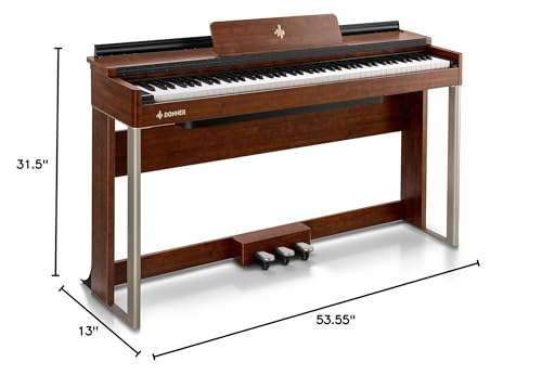 Donner Digital Piano with 88 Key Dynamic Graded Hammer Action Weighted Keyboard Piano, DDP-200 Upright Digital Piano for Professional with LCD Screen/5 Reverb/BT MIDI/Three Pedal