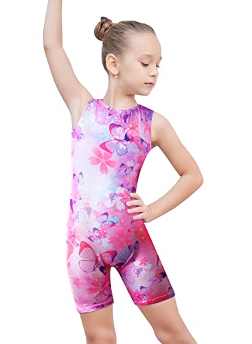 EQSJIU Girls Leotards For Gymnastics Butterfly Pink Flower 5t Size 5-6 Years Old 5-6x Floral Sparkle
