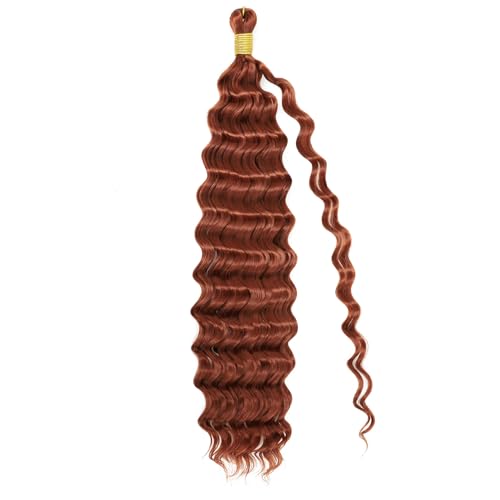 Eerya Long Curly Braiding Hair 18 Inch 4 Packs Deep Ocean Wave Crochet Hair for Black Women Deep Wave Braiding Hair for Boho Braids（18 inch, TBUG）
