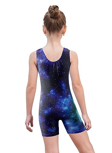 EQSJIU Gymnastics Gifts For Girls Biketards Rainbow Unicorn Dinosaur Mermaid Leopard Donut Galaxy 5-6 Years Girls Accessories Blue Galaxy
