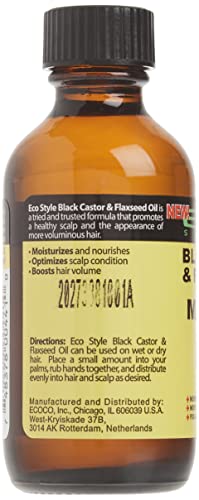 Eco Style Black Castor and Flaxseed Maximum Hair Growth Oil, 2 Ounce,4410