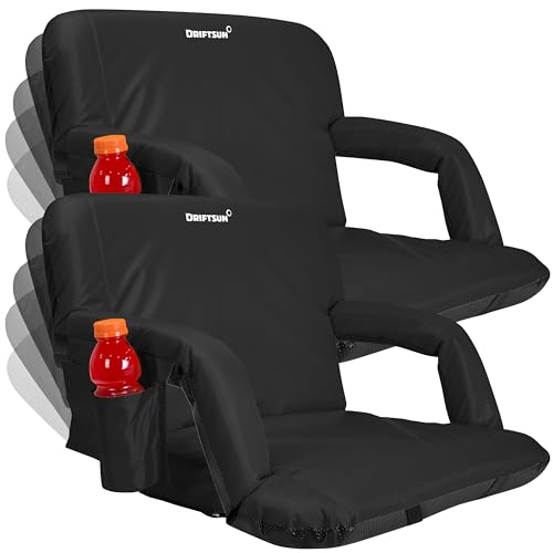 Driftsun Extra Wide Stadium Seats with Back Support - Deluxe Foldable Stadium Chairs for Bleachers - Folding Waterproof Sport Chair - Easy to Transport