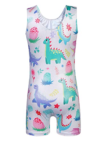 EQSJIU Girls ,Little kid Gymnastics Outfit White Dinosaur Strawberry Rain Cloud Shiny Sparkle Gymnastics Leotards For Girls 5/6 Years Primary Gym Class