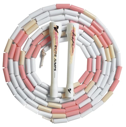 Elite Jumps Beaded Jump Rope | Adjustable Jump Ropes for Fitness w/Unbreakable Handles and Shatterproof Beads | Crossover Jump Rope, Perfect Addition to Your Exercise Equipment | Segmented Jump Rope