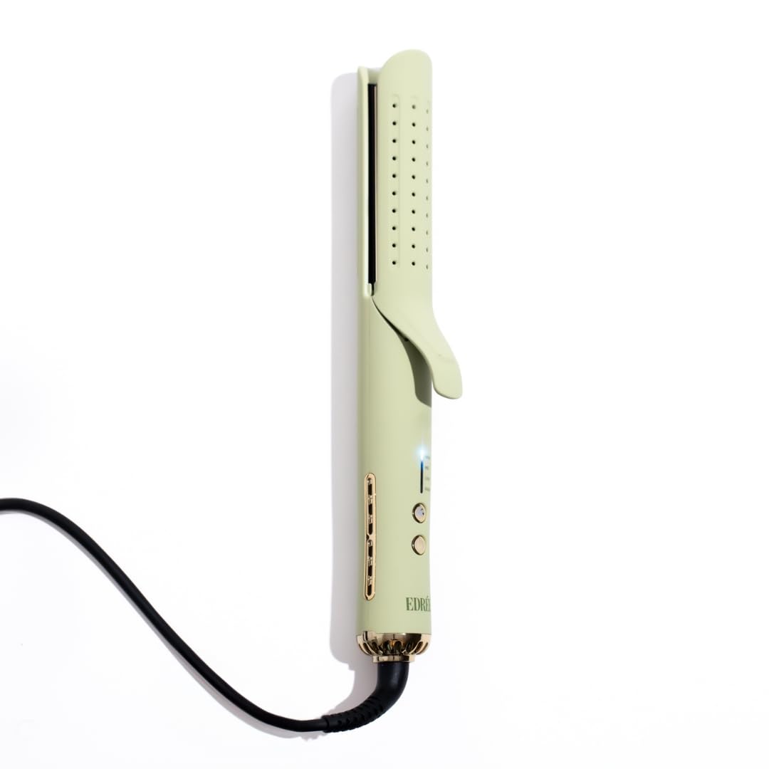 Edrée The Loulou 2-in-1 Airflow Hair Straightener & Curler | 1" Titanium Plates | 330°F to 450°F Heat Control with Cool Shot | 360 Swivel | Dual Voltage (Sage)