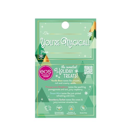 EOS Limited Edition Holiday Lip Balm, Raspberry Cloud & Blackberry Bellini, All-Day Moisture, Made for Sensitive Skin, 0.14 oz, 2-Pack, Clear