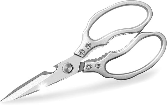 Kitchen Scissors, Heavy Duty Sharp Kitchen Shears Dishwasher Safe, Kitchen Gadgets Cooking Shears for Kitchen Meat Chicken Fish Poultry Herb Bread (Silver)